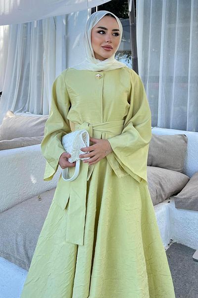 Pasaklıkontes Gold Buttoned Skirt Suit Lime