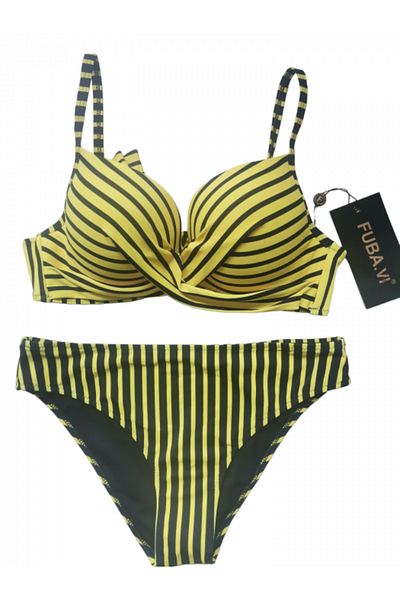 FUBA Two-Piece Yellow and Black Swimsuit