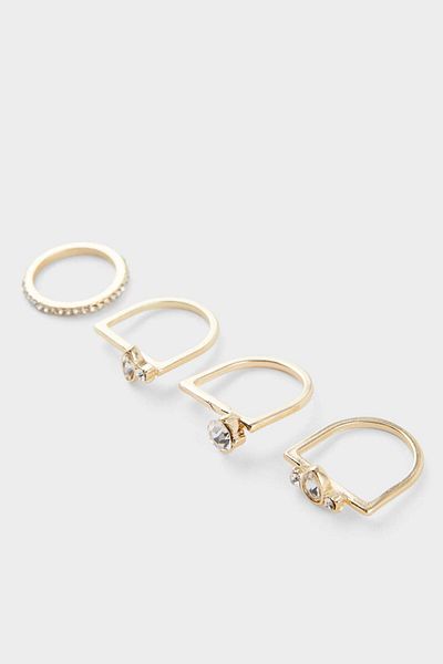 DeFacto Women's 4 Stone Gold Ring F6227Axns