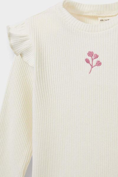 DeFacto Baby Girl Crew Neck Floral Ribbed Camisole Long Sleeve T-Shirt D0745A525Au