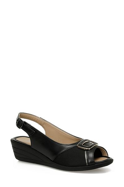 Polaris 166970.Z5Fx Black Women's Flat Sandals