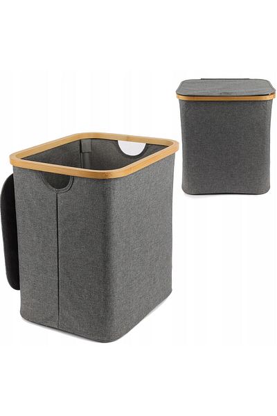 jumi COȘ DE RUFE DIN BAMBUS 60L, pliabil, mare, vertical, pentru depozitare