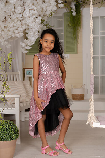 ddaniela فستان دي دانييلا الوردي اللامع مع فيونكة