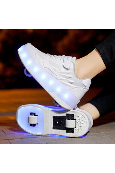 Leipae Unisex Skateboard Ayakkabı Kapanabilir Tekerlekli ışıklı şarj edilebilir