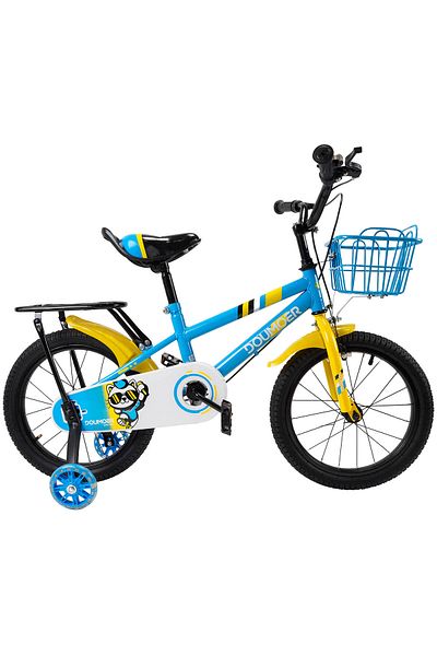 ACTION ONE Bicicleta copii 5-7 ani cu roti ajutatoare Blue Arrow, 16 inch, blue galben