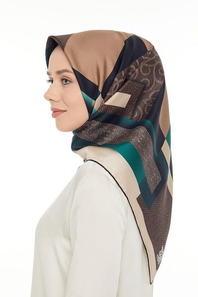 Levidor Twill Silk Scarf Emerald Green, Bitter Brown
