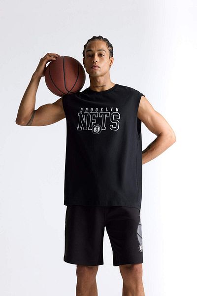 DeFacto Defactofit Nba Brooklyn Nets Oversize Wide Fit Crew Neck Athlete E7284Ax25Au