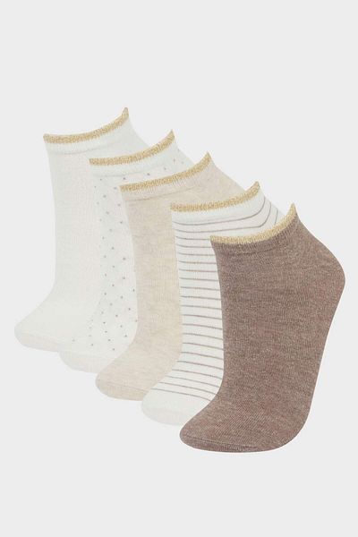 DeFacto Women's Glittery 5-Piece Cotton Booties Socks F5625Axns