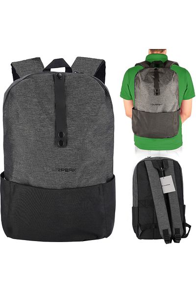 jumi Rucsac urban negru/gri pentru laptop de 15,6", suficient de spațios pentru avion