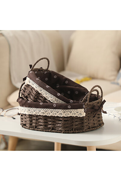 Cozy Nest مجموعة من سلتين منسوجتين مع مقابض وصناديق تخزين بإطار بلاستيكي قوي ...