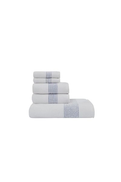 Soft Cotton Soft Cotton 100% Cotton 5-Piece White Embroidered Bath Towel Set, 33X33+2.45X90+2.75X150 cm