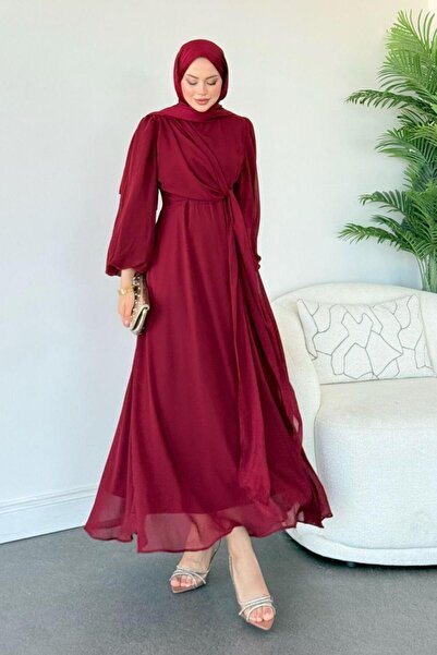 Şulemoda Giyim Φόρεμα İlayda σιφόν μπορντό