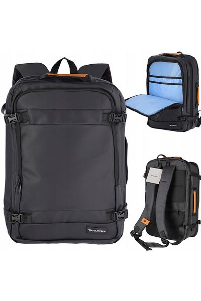 jumi Rucsac negru de călătorie urbană pentru laptop de 17" cu buzunar pentru avion