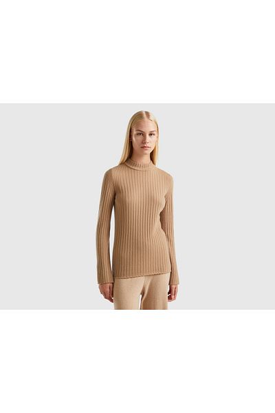 United Colors of Benetton High-Neck Sweater with Cutouts