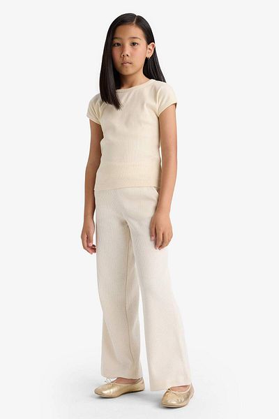DeFacto Girls Wide Leg Waffle Wide Leg Pants with Pockets E8293A825Au
