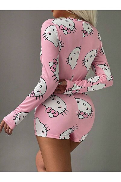 the DIFFerent Kitty Mood Long Sleeve Shorts Jumpsuit