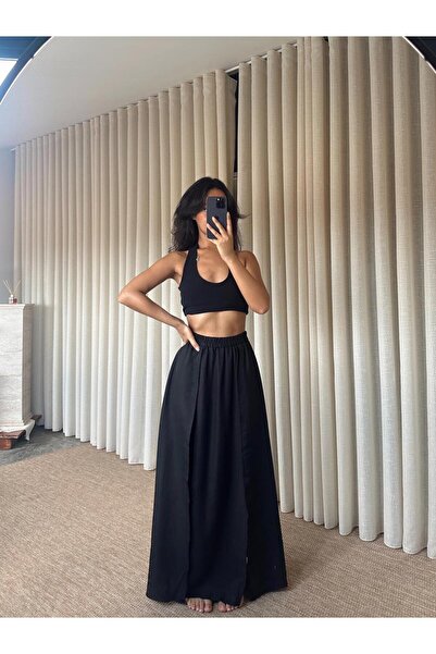 mydukkan.co İçi Şortlu Derin Yırtmaç Maxi Etek