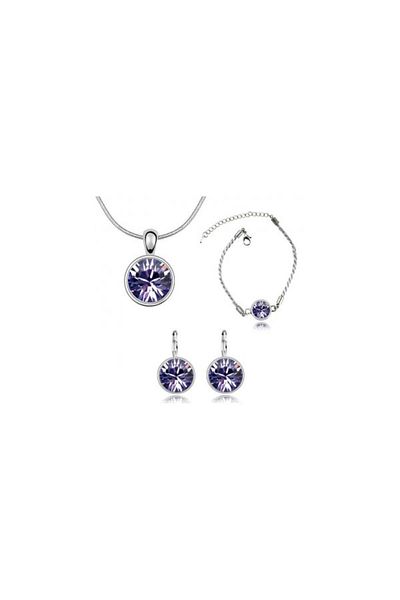 Kelan Set Alice Mov – Jewelry with purple crystals, plated with silver S925