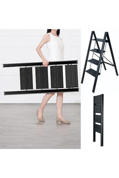 Hexar ® 4 Step Ladder Folding Ladder with Anti-Slip Pedal Folding Step Stool Portable Lightweight Fo