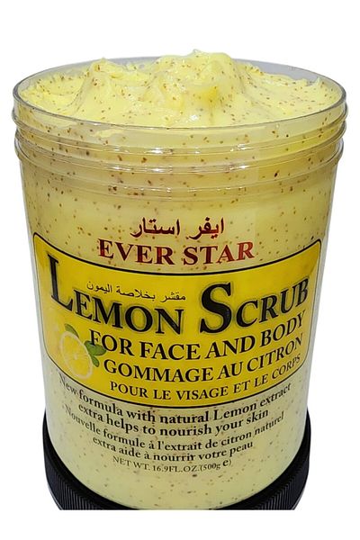 Everstar Lemon Body Scrub, Quick Exfoliating, Opens Pores and Removes Blackheads for Light, Soft and Healthy Skin 500g