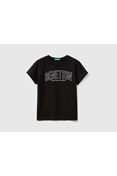 United Colors of Benetton تي شيرت قطني 100% بشعار للأطفال