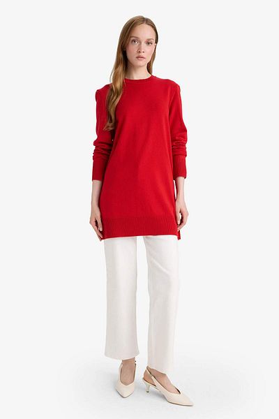 DeFacto Regular Fit Crew Neck Slit Basic Plain Tunic H3431Az25Wn