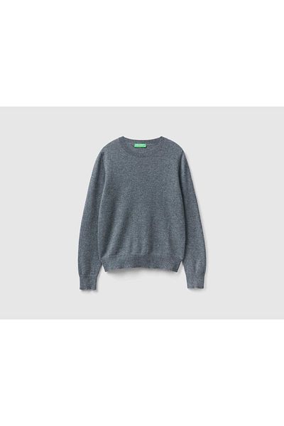United Colors of Benetton Women's Dark Gray Pure Cashmere Sweater