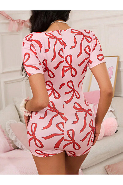 the DIFFerent Ribbon Charm Short Sleeve Shorts Jumpsuit