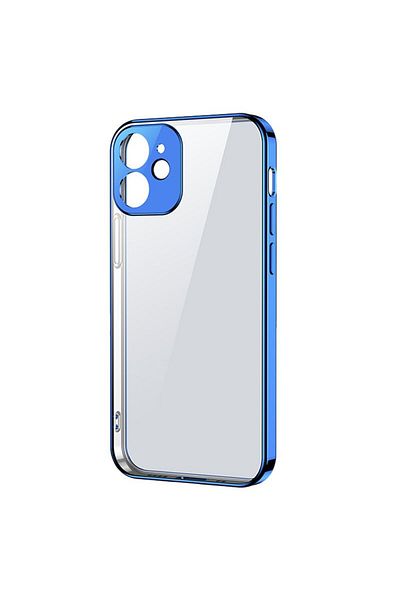 Joyroom Ultra cienkie przezroczyste etui z metaliczną ramką do iPhone 12 Pro Max ciemno-niebieski