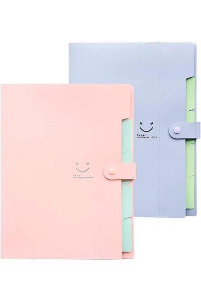 fulina 2 Pieces Expanding File Folders, A4 Letter Document Receipt Organizer for Classroom, Home, Office