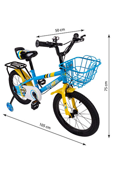 ACTION ONE Children's bicycle 5-7 years old with training wheels Blue Arrow, 16 inch, blue yellow