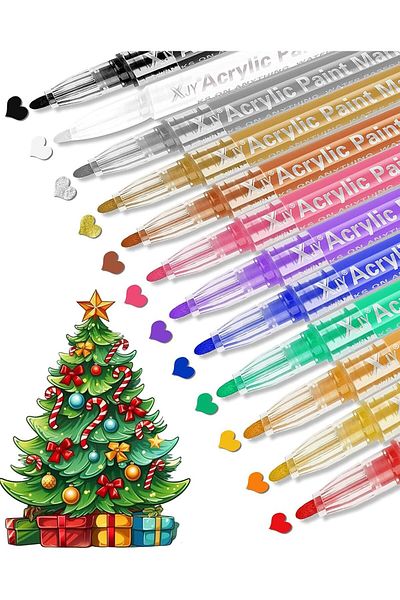 fulina 12 Color Acrylic Paint Pens, Children's Art and Decorative Art Supplies, for Kids and Adults
