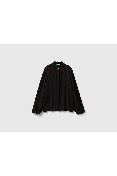 United Colors of Benetton Women's Ruffled Collar Shirt