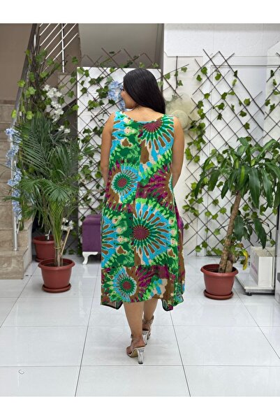 Punta Otantik Bd13306 Viscose Sleeveless Basement Tie-Dye Dress