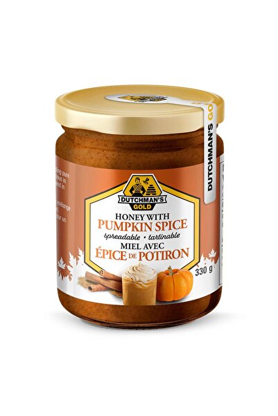 Dutchman's Gold عسل داتشمانز جولد الخام ١٠٠٪ مع بهارات اليقطين - ٣٣٠ غرام كريمة طبيعية للخبز المحمص والمشروبات