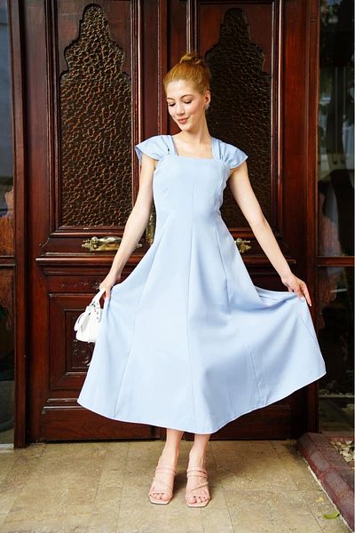PETITE Φόρεμα Princess με πιστόλι Tower U Neck Blue S255101