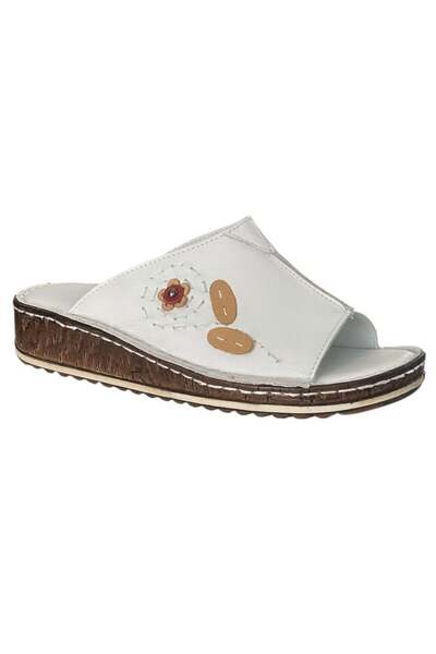 CEX 25Y NBL06 Білі жіночі шльопанці з натуральної шкіри для щоденного носіння