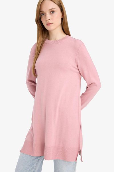 DeFacto Regular Fit Crew Neck Slit Basic Plain Tunic H3431Az25Wn