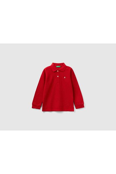 United Colors of Benetton Organic Cotton Long Sleeve Polo T-Shirt for Kids