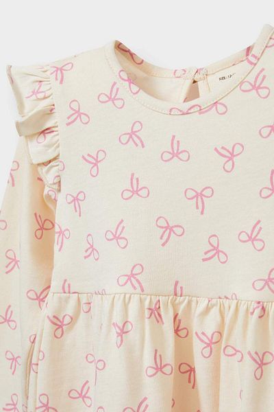 DeFacto Baby Girl Heart Printed Long Sleeve Dress F4548A525Au