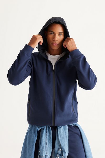 AC&Co / Altınyıldız Classics Men's Navy Blue Standard Fit Regular Cut Hooded Zipper Sweatshirt