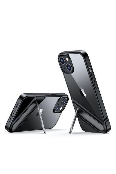 Ugreen Sztywne etui z żelową ramką i wbudowaną podstawką do iPhone 14 czarny