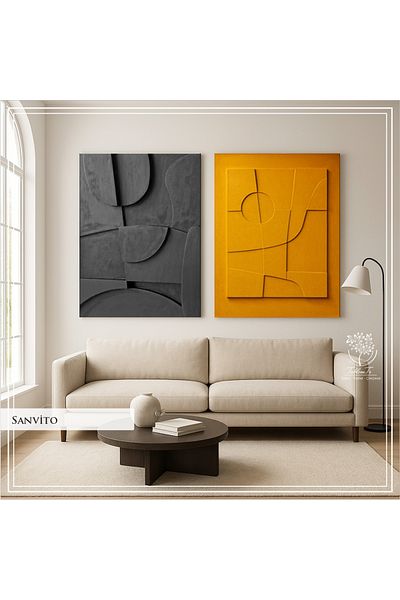 Tablomtr Set de 2 picturi decorative cu cadru metalic imprimat digital cu sticlă - Sanvito A