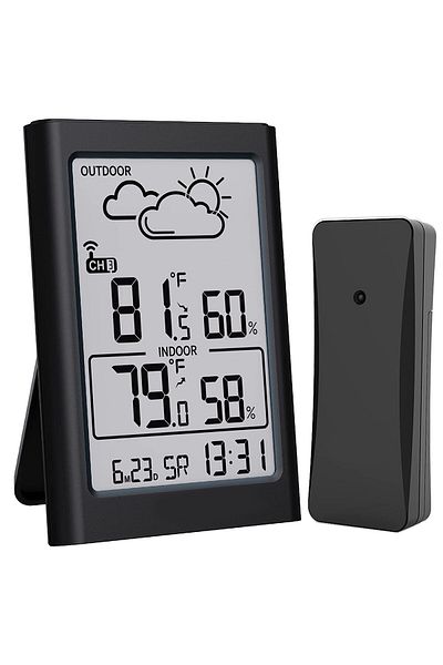 WowStep Weather Station, Outdoor Sensor, Thermometer, Hygrometer, Weather, Temperature, Humidity, Clock, Black
