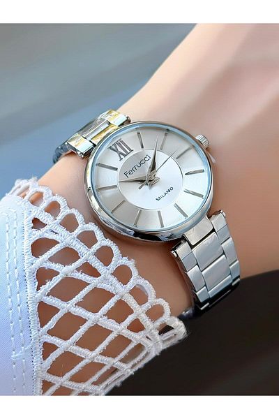 Ferrucci Milano Women's Wristwatch – Roman Numeral Detail, Silver Color Metal Band