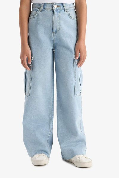 DeFacto Pantaloni de blugi cu picioare largi cargo pentru fete E5878A825AU