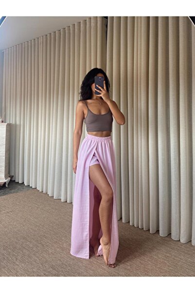 mydukkan.co Deep Slit Maxi Skirt with Shorts Inside