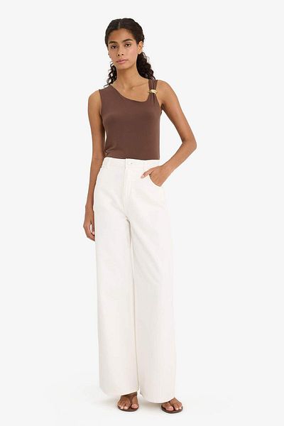 DeFacto Slim Fit Slim Fit Accessory Detailed One Shoulder Blouse F5086Ax25Sm