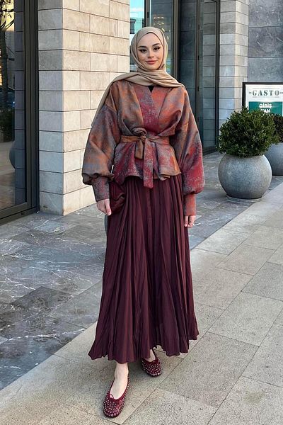 BİNAAR Kraş Skirt Claret Red