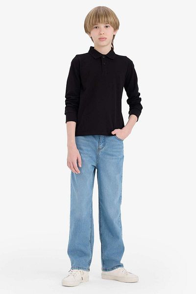 DeFacto Boy's Polo Neck Pique Long Sleeve T-Shirt L0288A625Au